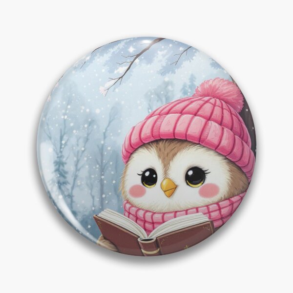 Item preview, Cute Cartoon Owl Reading Under a Snowy Tree, Cozy Book Lover Design designed and sold by HappySproutArt.