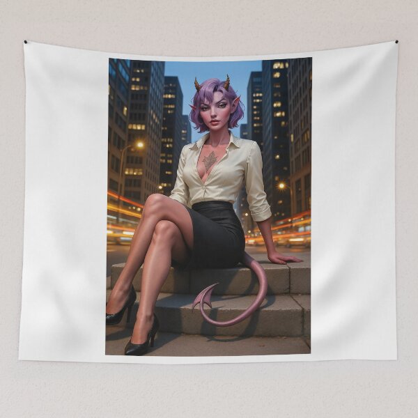 Item preview, Demoness horns tail shirt skirt tattoo citystreet designed and sold by CathryneDelamort.