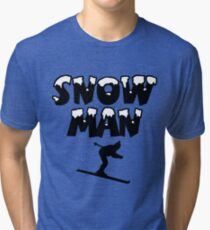 Snowman Snow Ski Skier Skiing Tri-blend T-Shirt