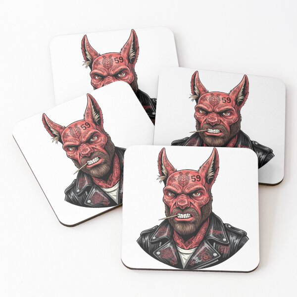 Item preview, Red Devil Dog Biker - Tattooed Gangster Street Art designed and sold by HypeHoundz.