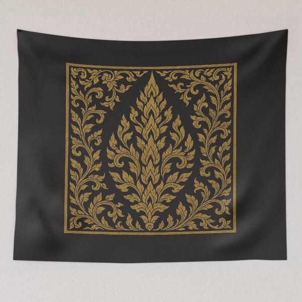 Item preview, Golden Thai Kanok Flame Pattern – Ornate Traditional Floral Motif designed and sold by Sksticker991.