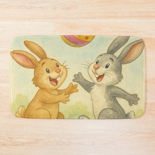 Item preview, Two Easter bunnies are playing rugby designed and sold by Mauswohn.