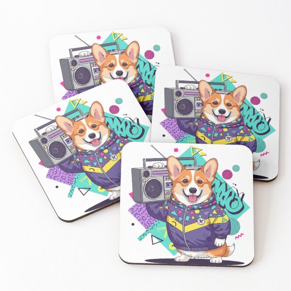 Item preview, 90s Retro Corgi with Boombox - Vintage Hip Hop Dog Art designed and sold by HypeHoundz.