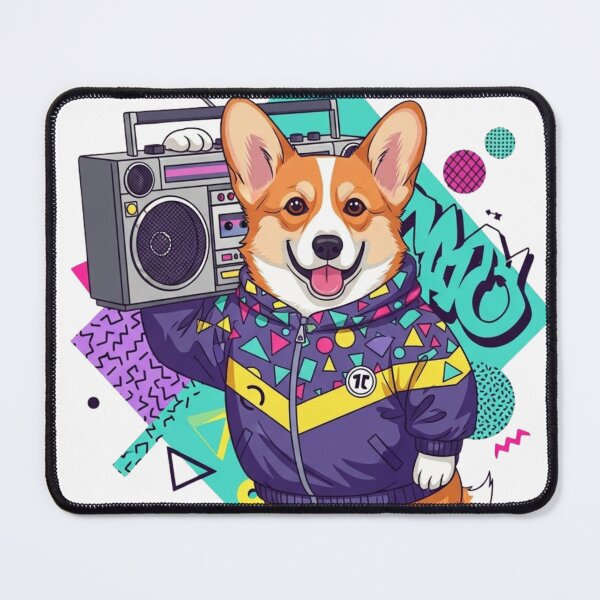 Item preview, 90s Retro Corgi with Boombox - Vintage Hip Hop Dog Art designed and sold by HypeHoundz.