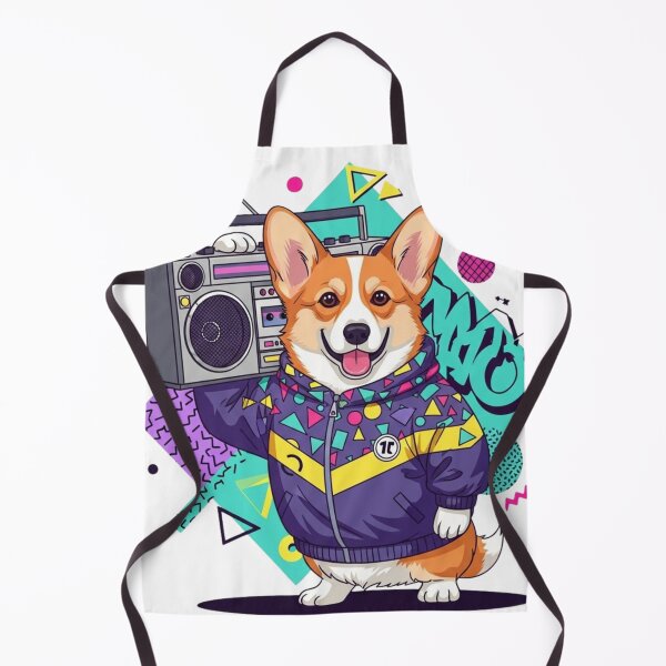 Item preview, 90s Retro Corgi with Boombox - Vintage Hip Hop Dog Art designed and sold by HypeHoundz.