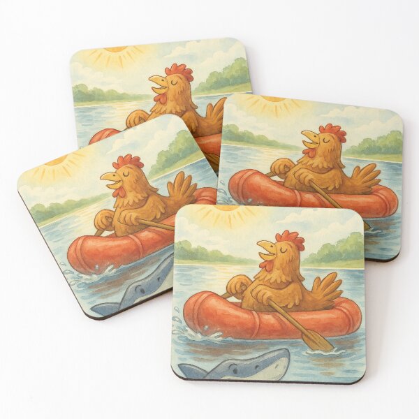 Item preview, funny chicken in a bright red rubber boat designed and sold by Mauswohn.