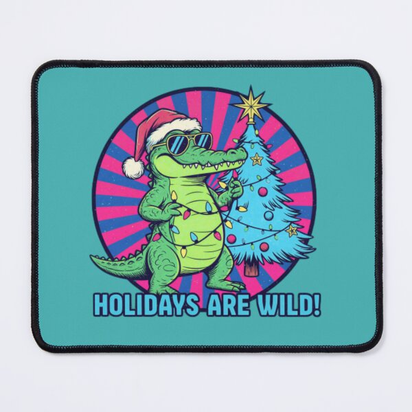 Item preview, 80s Retro Cool Crocodile Christmas T-Shirt, Vintage Screen-Print Style Croc in Santa Hat & Sunglasses with Light designed and sold by ZyxDes.