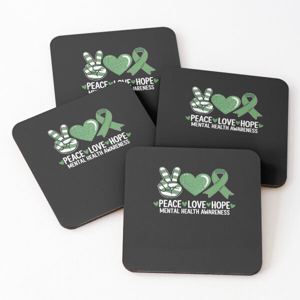 Item preview, Peace Love Hope Mental Health Awareness Green Ribbon Funny 4 designed and sold by JessicaWalshdf.