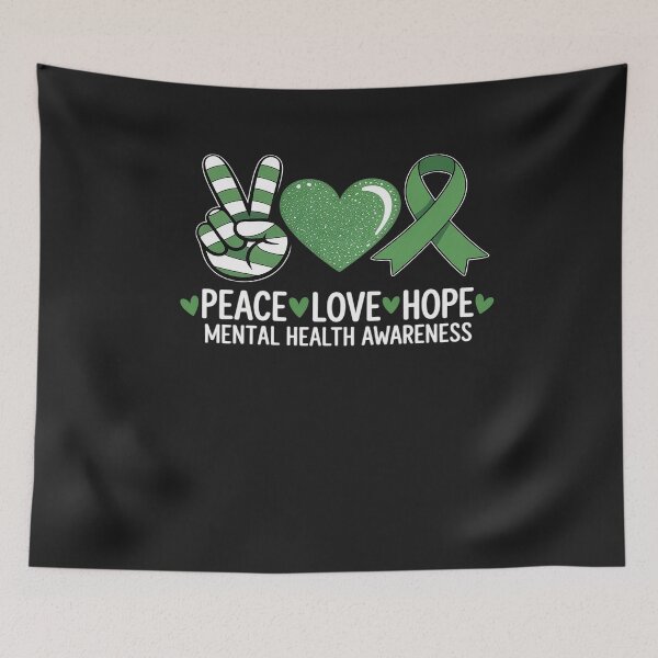 Item preview, Peace Love Hope Mental Health Awareness Green Ribbon Funny 4 designed and sold by JessicaWalshdf.