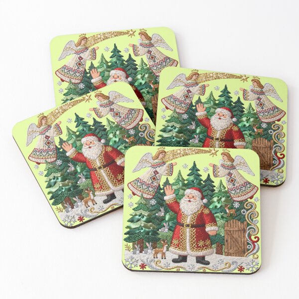 Item preview, Embroidered Christmas Scene with Santa, Angels & Romanian Folk Motifs designed and sold by Maximilianos.