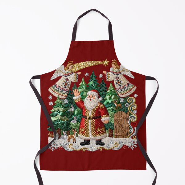 Item preview, Embroidered Christmas Scene with Santa, Angels & Romanian Folk Motifs designed and sold by Maximilianos.