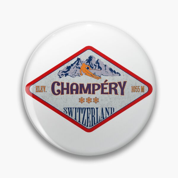 Item preview, Champéry, Switzerland, Vintage skiing badge design designed and sold by Wanderful-roads.