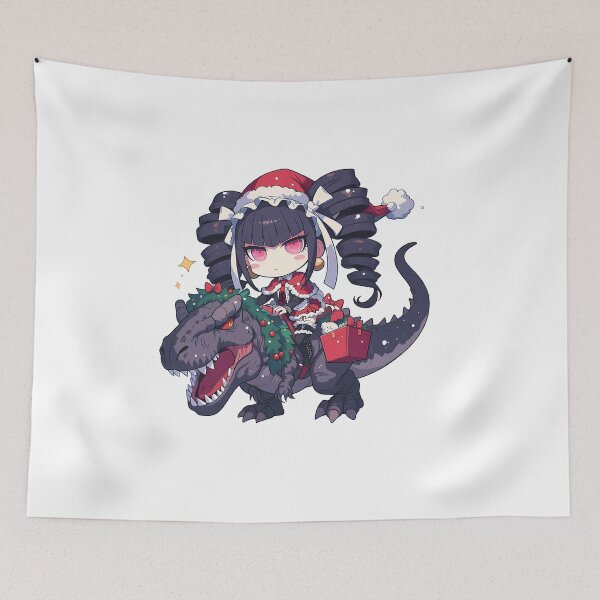 Item preview, Celestia Ludenberg Gothic Santa Riding T-Rex Danganronpa Anime Girl designed and sold by Raslbazola.