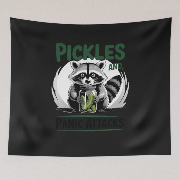 Item preview, Pickles and Panic Attacks Mental health Retro Raccoon designed and sold by JessicaWalshdf.