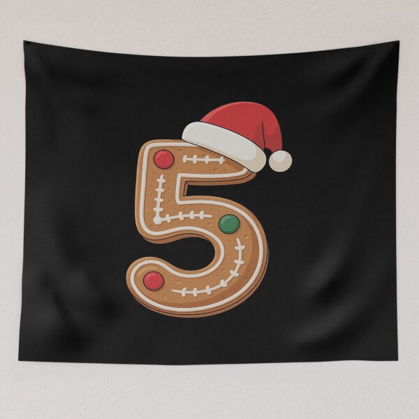 Item preview, Cute Gingerbread Number 5 with Santa Hat Fifth Christmas designed and sold by GasVille.