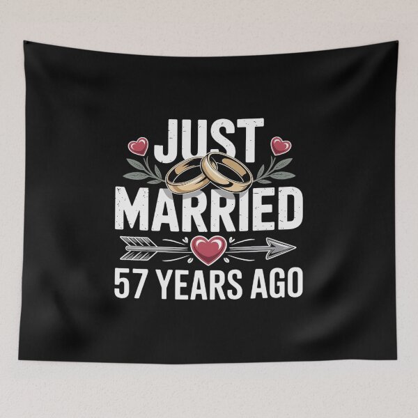 Item preview, Just Married 57 Years Ago 57th Anniversary Gift for Couple  designed and sold by FortuneFull.