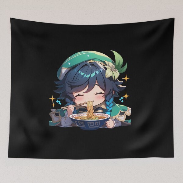 Item preview, Venti Genshin Impact Game Kawaii Ramen Green Chibi Bard Noodles Bowl designed and sold by Raslbazola.