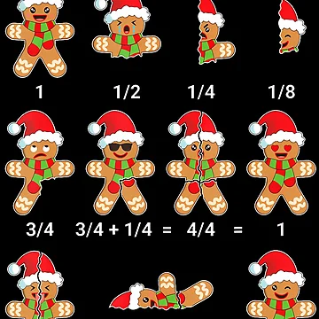 Artwork thumbnail, Christmas Math Shirt Gingerbread Cookie Fraction Math by RubySandy
