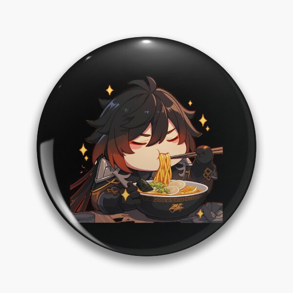 Item preview, Zhongli Genshin Impact Game Kawaii Ramen Black Chibi Geo Noodles Warm designed and sold by Raslbazola.