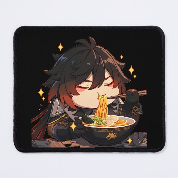 Item preview, Zhongli Genshin Impact Game Kawaii Ramen Black Chibi Geo Noodles Warm designed and sold by Raslbazola.