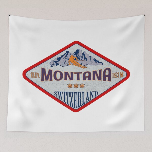 Item preview, Montana, Switzerland, Vintage skiing badge design designed and sold by Wanderful-roads.