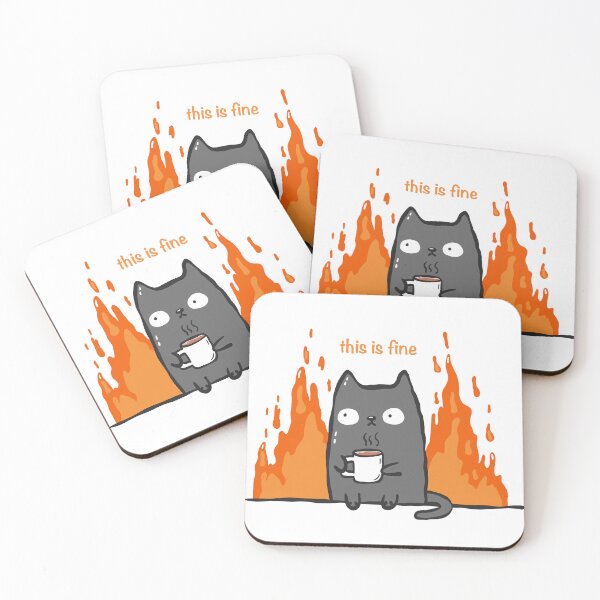 Item preview, Chaos Cat with Coffee, Fire Meme designed and sold by DoodleMoodSpace.