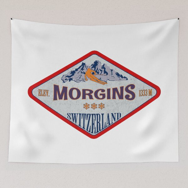 Item preview, Morgins, Switzerland, Vintage skiing badge design designed and sold by Wanderful-roads.