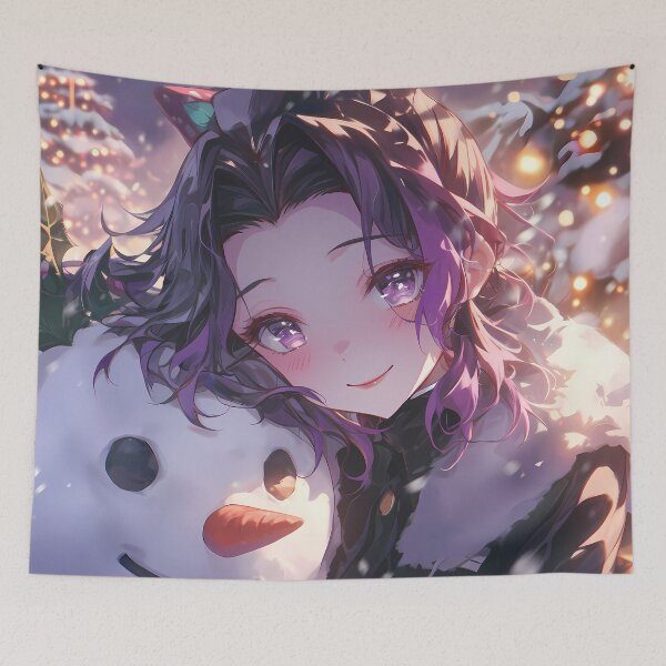 Item preview, Shinobu Kocho Demon Slayer Christmas Snow Man Winter Holiday Magical Anime Girl designed and sold by Raslbazola.