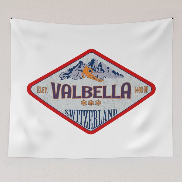 Item preview, Valbella, Switzerland, Vintage skiing badge design designed and sold by Wanderful-roads.