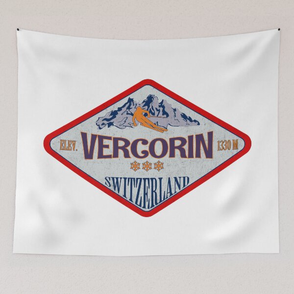 Item preview, Vercorin, Switzerland, Vintage skiing badge design designed and sold by Wanderful-roads.