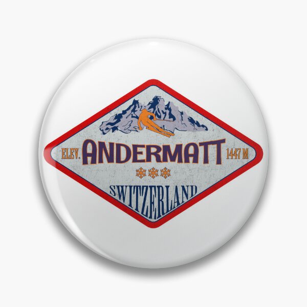 Item preview, Andermatt, Switzerland, Vintage skiing badge design designed and sold by Wanderful-roads.