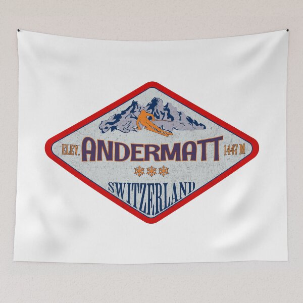 Item preview, Andermatt, Switzerland, Vintage skiing badge design designed and sold by Wanderful-roads.