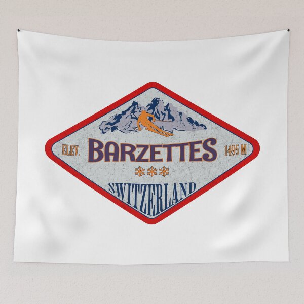 Item preview, Barzettes, Switzerland, Vintage skiing badge design designed and sold by Wanderful-roads.