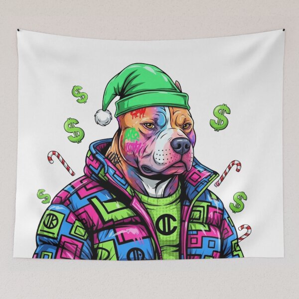 Item preview, Hypebeast Christmas Pitbull - Rich Streetwear Dog with Money designed and sold by HypeHoundz.