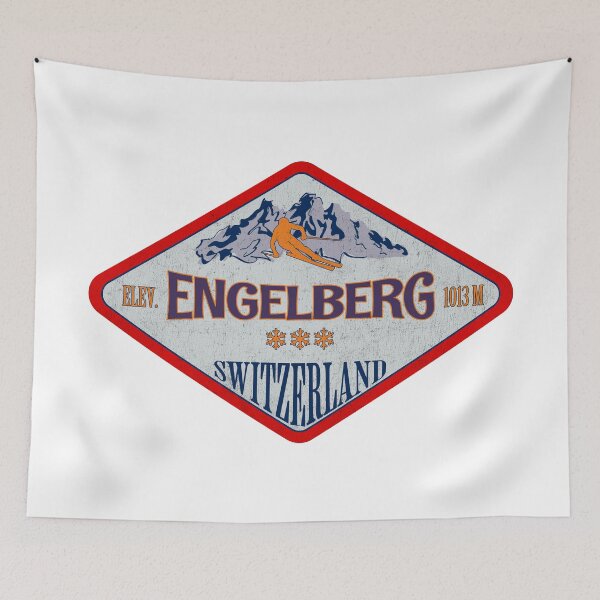 Item preview, Engelberg, Switzerland, Vintage skiing badge design designed and sold by Wanderful-roads.