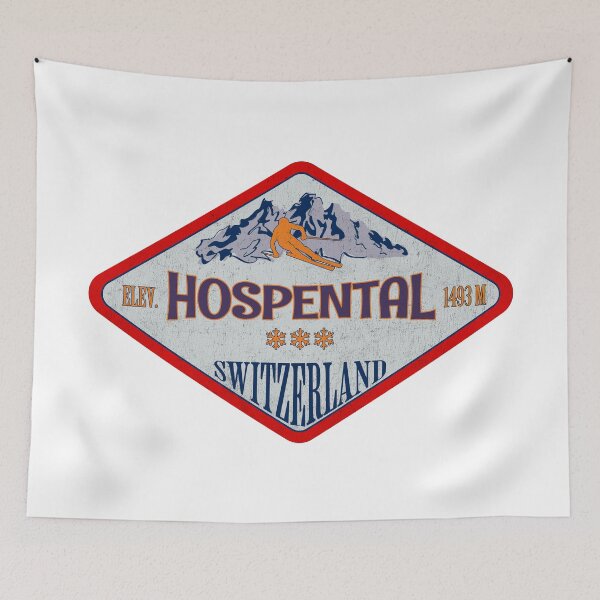 Item preview, Hospental, Switzerland, Vintage skiing badge design designed and sold by Wanderful-roads.