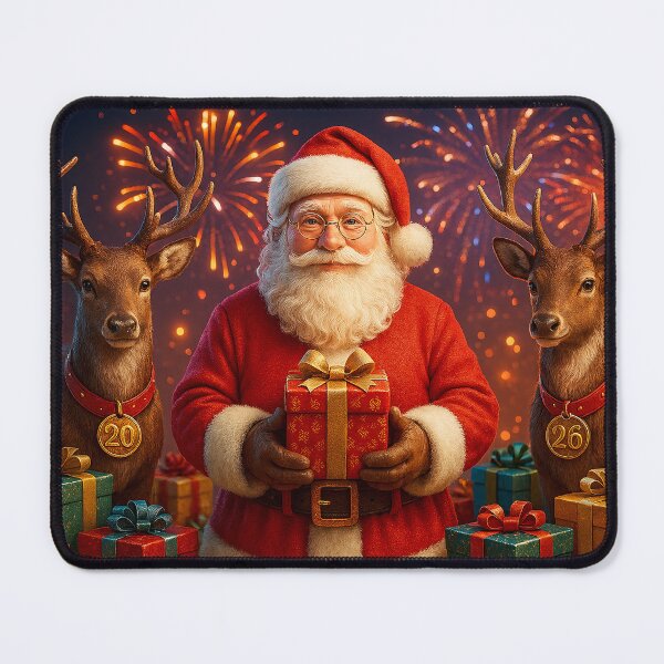 Item preview, Santa Claus with Reindeer 2026 Fireworks – Ultra Realistic 3D Christmas New Year Art designed and sold by FUIRY .