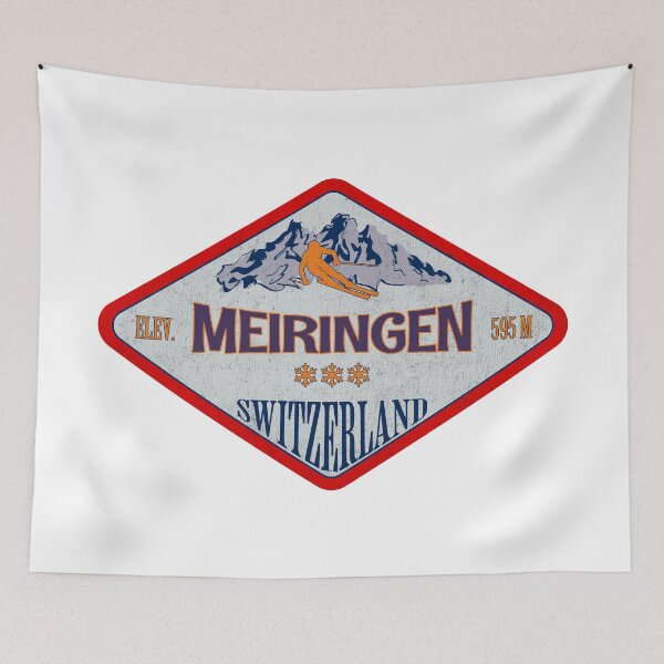 Item preview, Meiringen, Switzerland, Vintage skiing badge design designed and sold by Wanderful-roads.