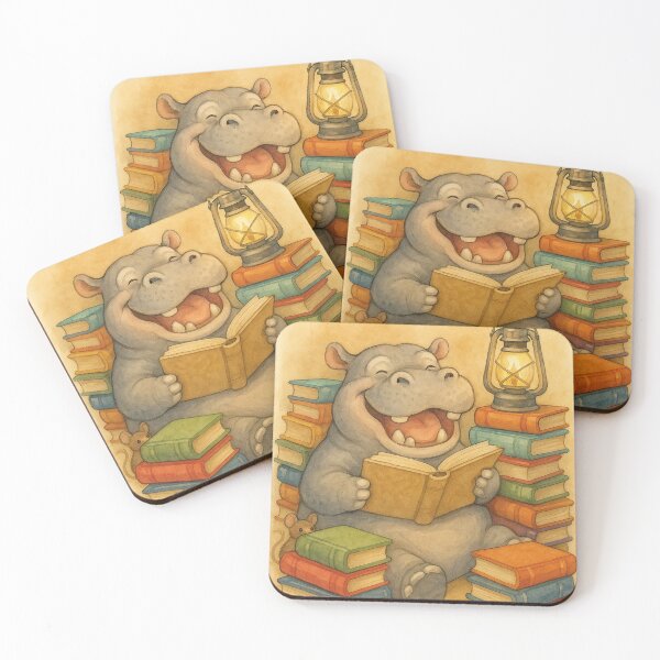 Item preview, A funny hippopotamus is reading a book designed and sold by Mauswohn.