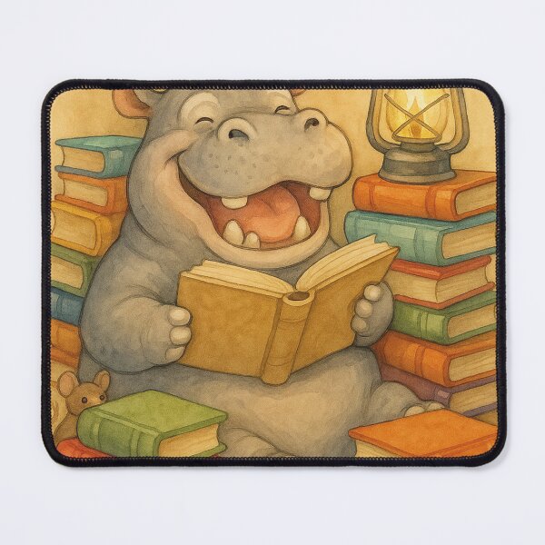 Item preview, A funny hippopotamus is reading a book designed and sold by Mauswohn.