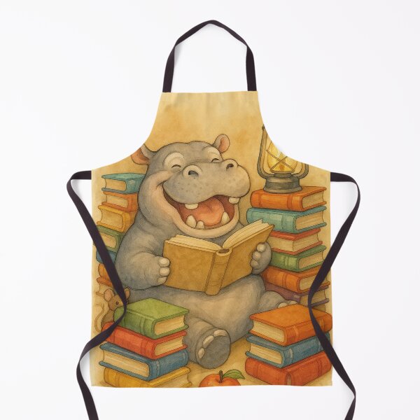 Item preview, A funny hippopotamus is reading a book designed and sold by Mauswohn.