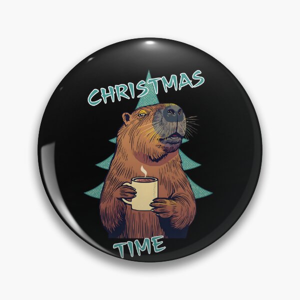 Artikelvorschau, Wasserschwein mit Kaffee und Weihnachtsbaum entworfen und verkauft von ArtFeverShop.