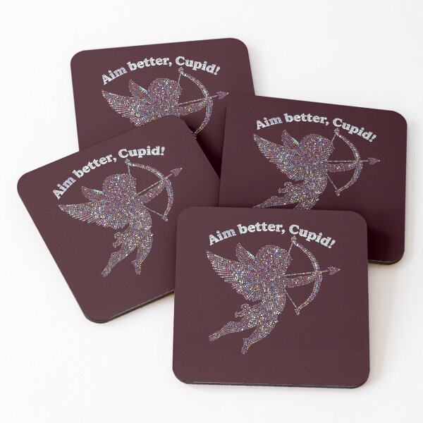 Item preview, Aim Better Cupid Mosaic Design – Funny Valentine’s Day Cupid Silhouette Print designed and sold by VelvetSkyStudio.