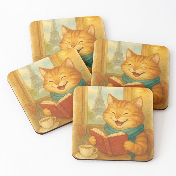 Item preview, Funny cat reading in a cafe in Paris designed and sold by Mauswohn.