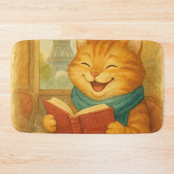 Item preview, Funny cat reading in a cafe in Paris designed and sold by Mauswohn.