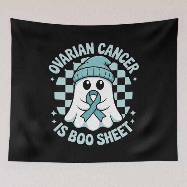 Item preview, Cute Ovarian Cancer Is Boo Sheet Halloween Ghost Teal designed and sold by DetroitMug.