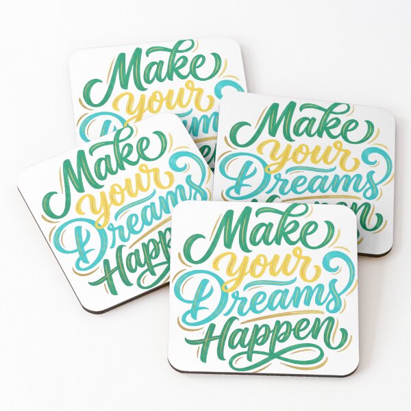 Item preview, Make Your Dreams Happen Motivational Typography Art designed and sold by EverBranz-stor.
