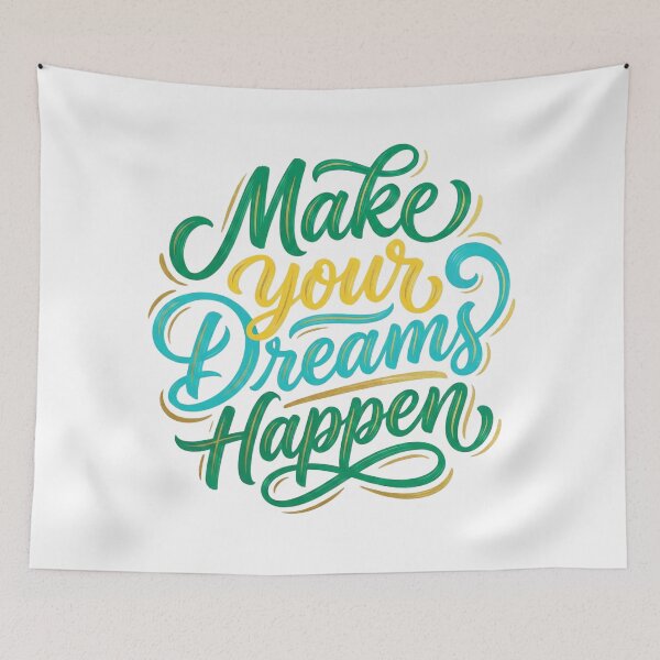 Item preview, Make Your Dreams Happen Motivational Typography Art designed and sold by EverBranz-stor.
