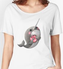 Cute Narwhal with donut Women's Relaxed Fit T-Shirt