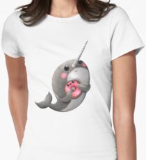 Cute Narwhal with donut Women's Fitted T-Shirt